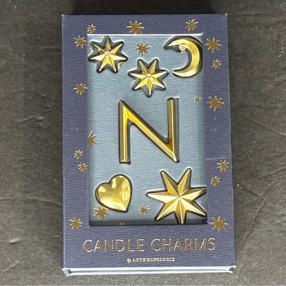 Monogram Candle Charms Pins by Anthropology letter N Gold NEW